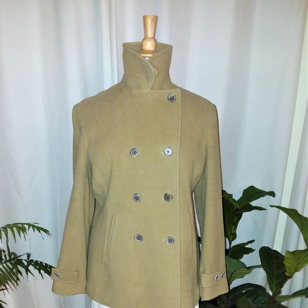 A Lands End XL 100% Wool Camel Jacket .